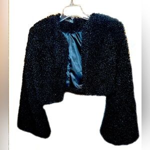 Size XS black puff cropped jacket worn once